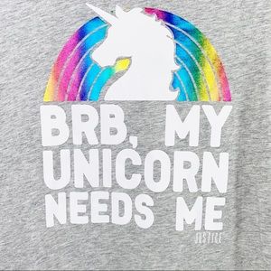 [Girl's] Justice Gray Unicorn Shirt BRB Size 12